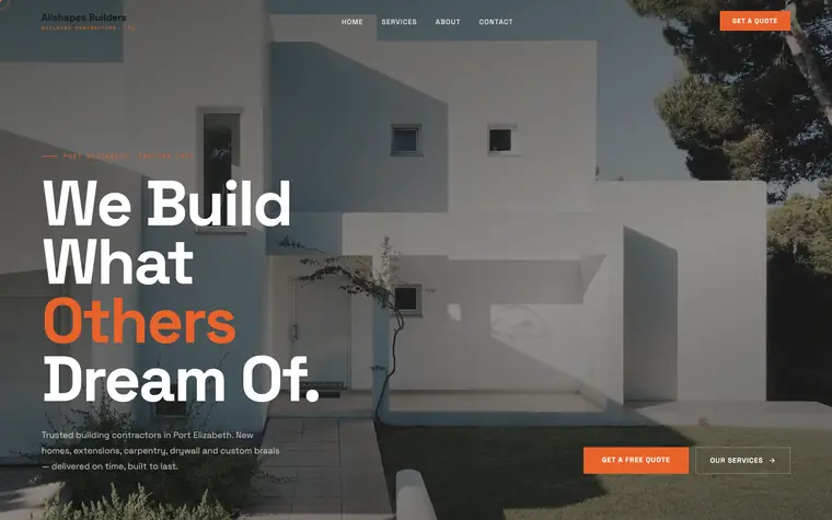 All Shape Builders — building contractor website built by Andritha Online